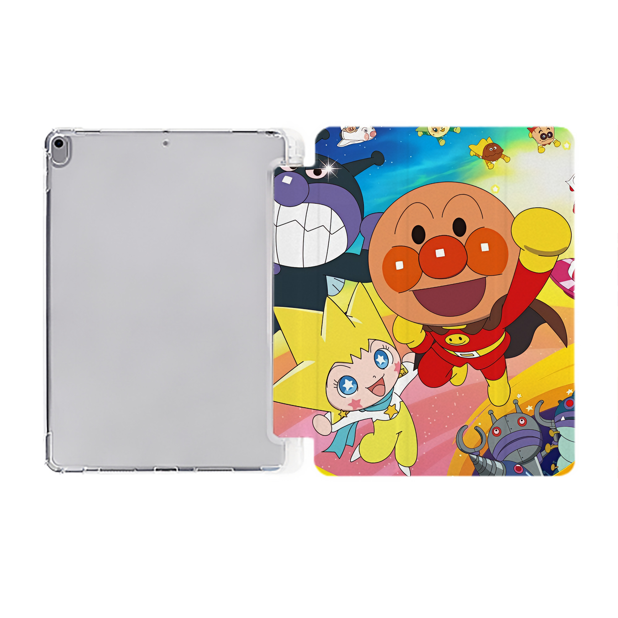 （画像用） アンパンマン Anpanman IPad ケース ペン収納付き 三つ折りスタンド PUレザー×シリコン 対応機種9.5/10.5/10.9インチ
